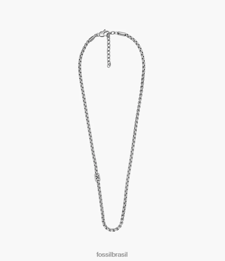 Fossil joia homens colar de corrente de aço inoxidável aventureiro tom prata 66RZLJ1908