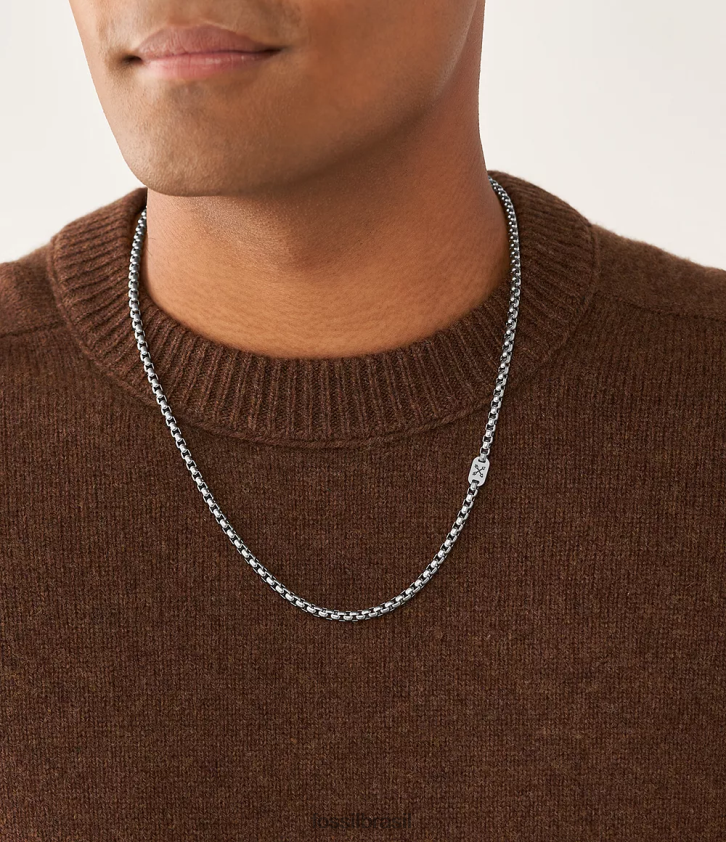 Fossil joia homens colar de corrente de aço inoxidável aventureiro tom prata 66RZLJ1908