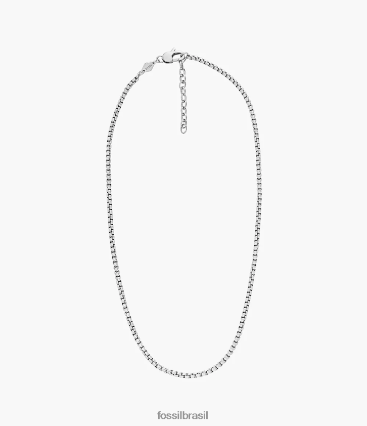 Fossil joia homens colar de corrente de aço inoxidável empilhado tom prata 66RZLJ1906