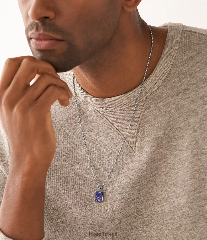 Fossil joia homens colar de corrente de sodalita todo empilhado azul 66RZLJ1910
