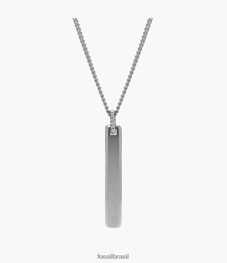 Fossil joia homens colar vintage casual com pingente de aço inoxidável tom prata 66RZLJ1901