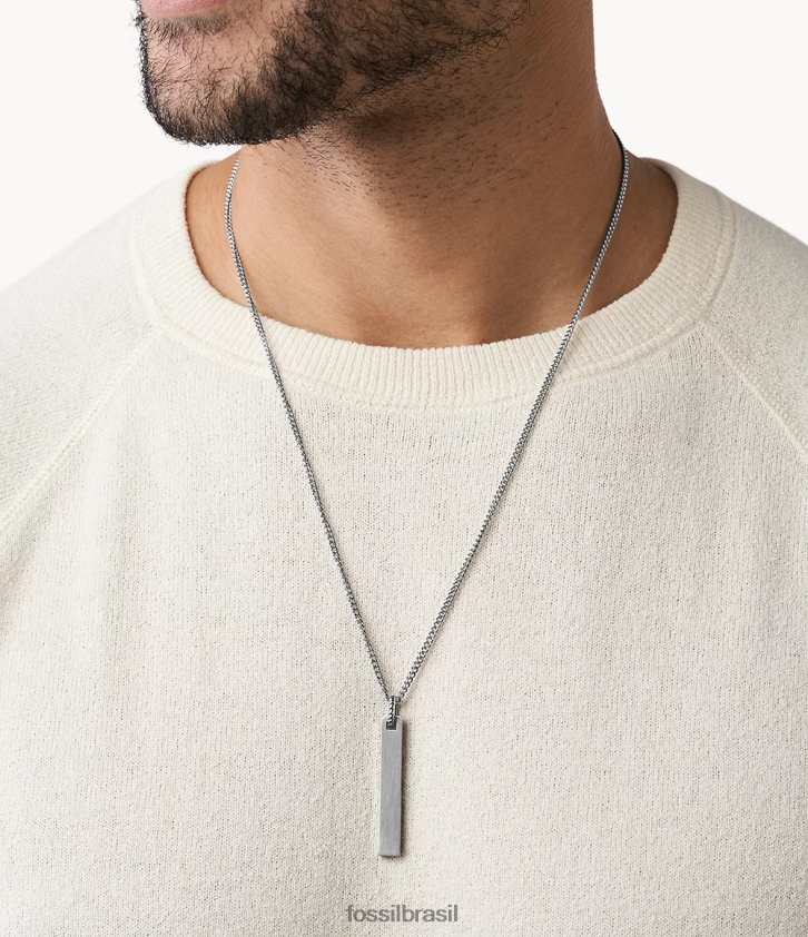 Fossil joia homens colar vintage casual com pingente de aço inoxidável tom prata 66RZLJ1901