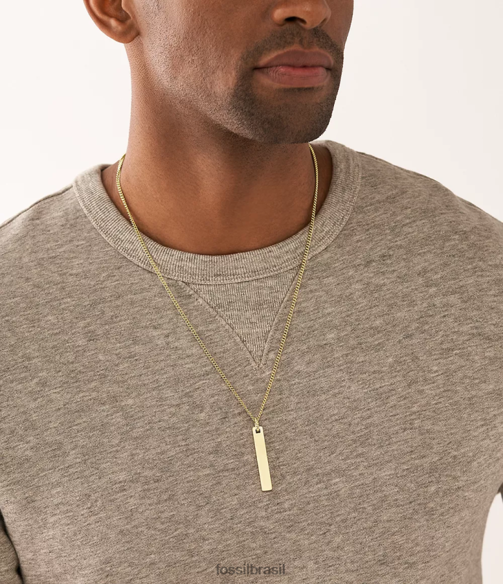 Fossil joia homens desenhou colar de corrente de aço inoxidável tom de ouro 66RZLJ1903