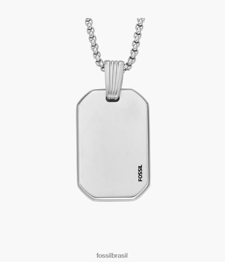 Fossil joia homens desenhou colar de corrente de aço inoxidável tom prata 66RZLJ1914