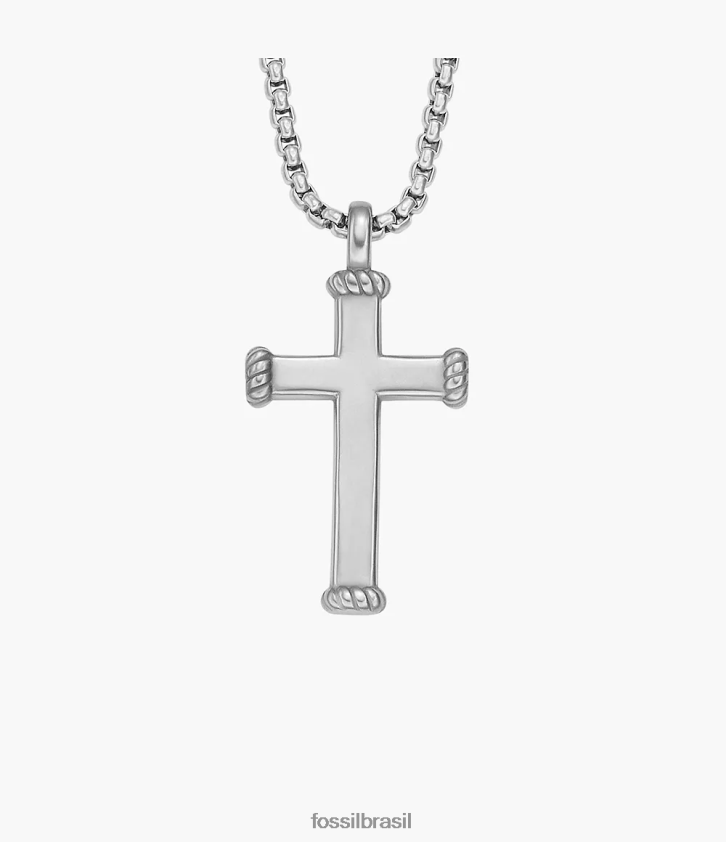 Fossil joia homens momentos significativos colar de pingente de aço inoxidável tom prata 66RZLJ1920