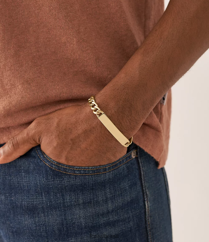 Fossil joia homens desenhou pulseira de corrente de aço inoxidável tom de ouro 66RZLJ1846