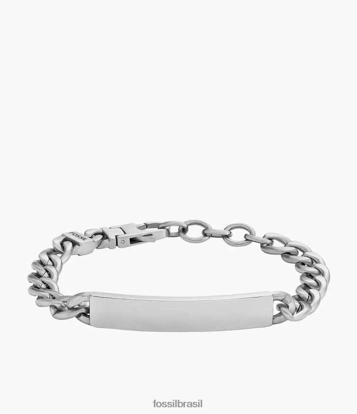 Fossil joia homens desenhou pulseira de identificação de aço inoxidável tom prata 66RZLJ1857