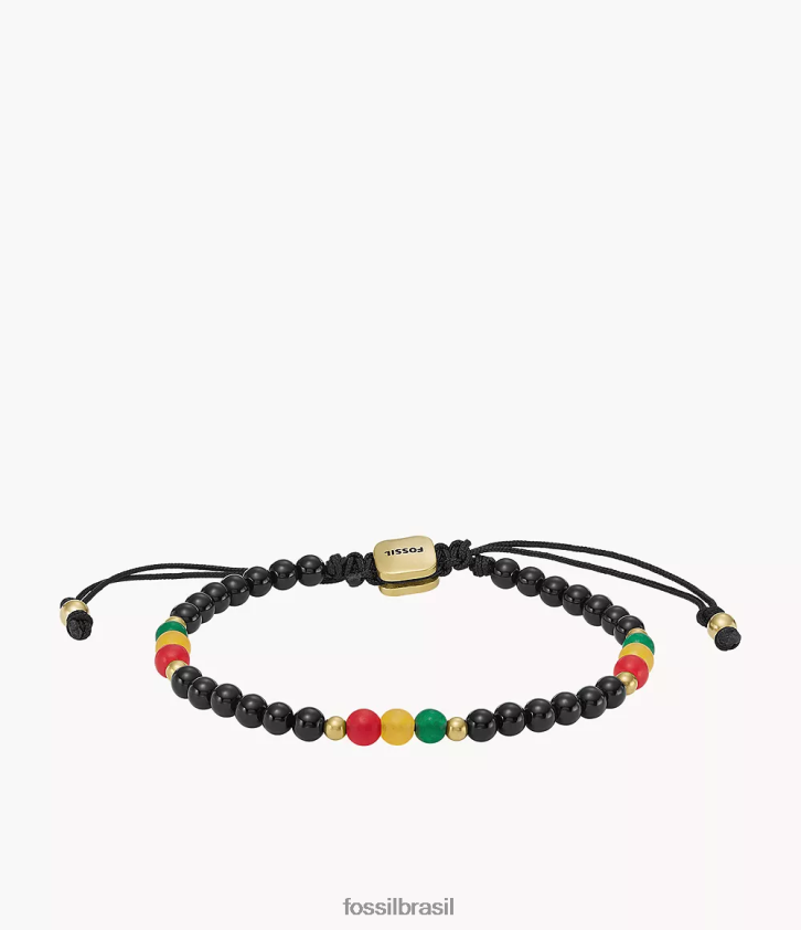 Fossil joia homens mês da história pulseira de contas de ônix e jade preto 66RZLJ1942