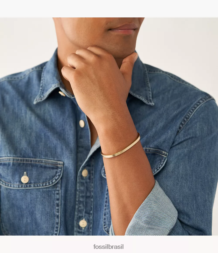 Fossil joia homens pulseira americana moderna em aço inoxidável tom de ouro 66RZLJ1881