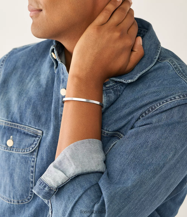 Fossil joia homens pulseira americana moderna em aço inoxidável tom prata 66RZLJ1853