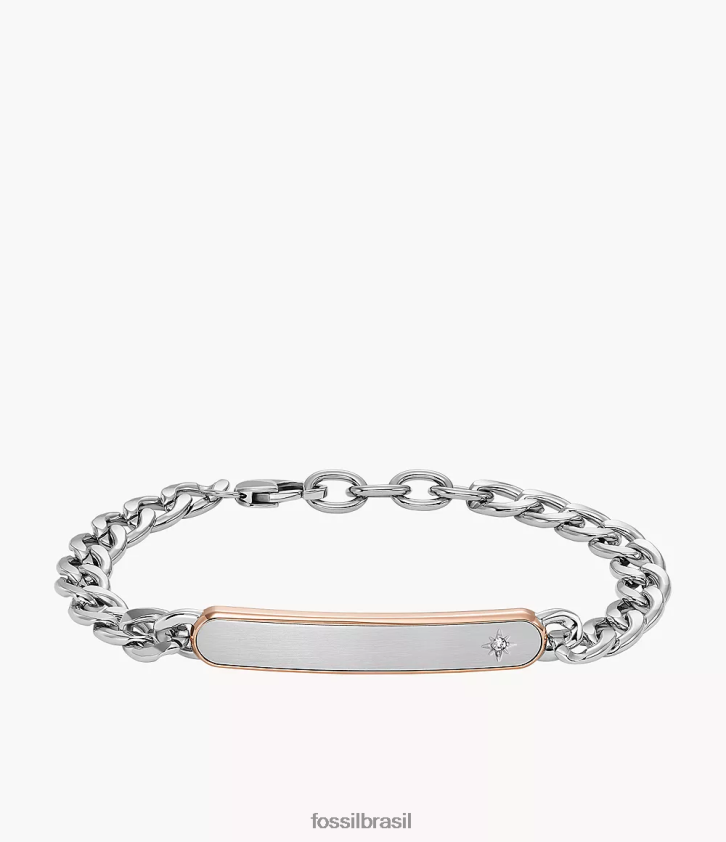 Fossil joia homens pulseira clássica de corrente de aço inoxidável dois tons 66RZLJ1888