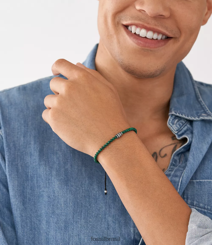 Fossil joia homens pulseira de contas de malaquita reconstituída verde 66RZLJ1886