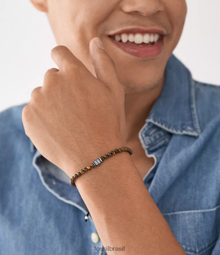 Fossil joia homens pulseira de contas olho de tigre 66RZLJ1870