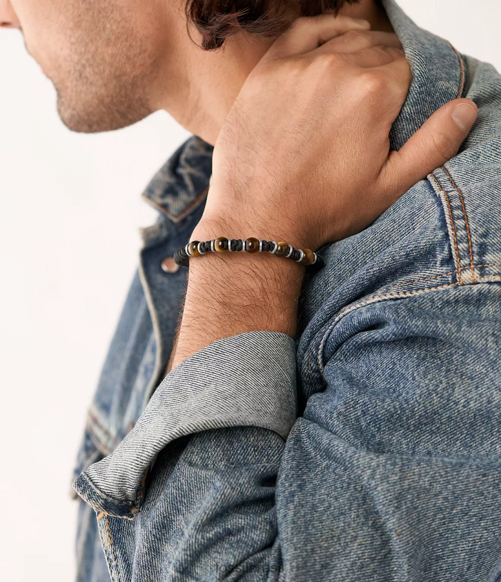 Fossil joia homens pulseira de contas olho de tigre 66RZLJ1891