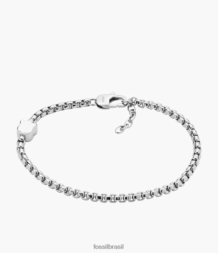 Fossil joia homens pulseira de corrente de aço inoxidável com escudo de herança tom prata 66RZLJ1896