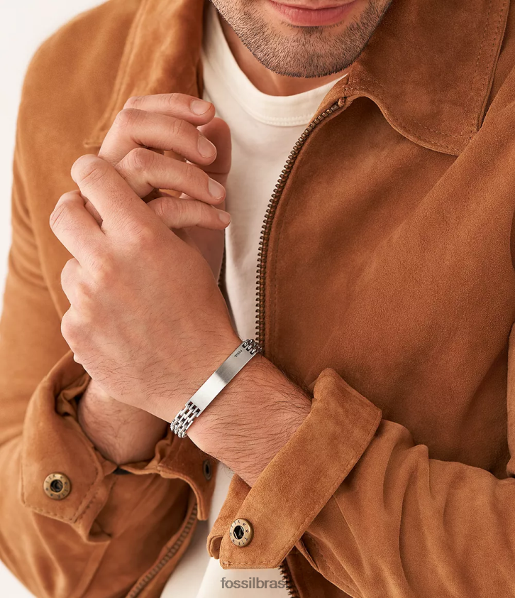 Fossil joia homens pulseira de corrente de aço inoxidável tom prata 66RZLJ1883