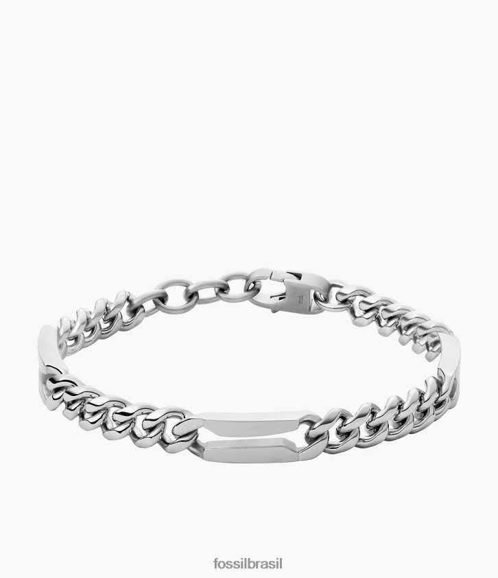 Fossil joia homens pulseira de corrente de aço inoxidável tom prata 66RZLJ1899