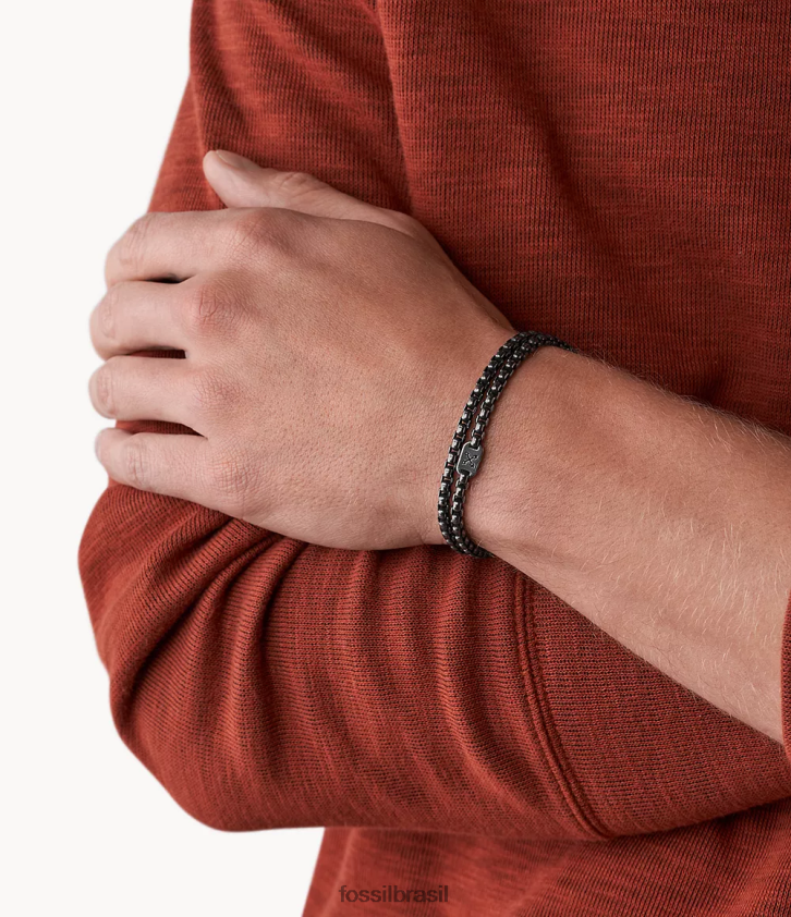 Fossil joia homens pulseira de corrente de aço inoxidável vintage casual aventureiro tom prata 66RZLJ1858