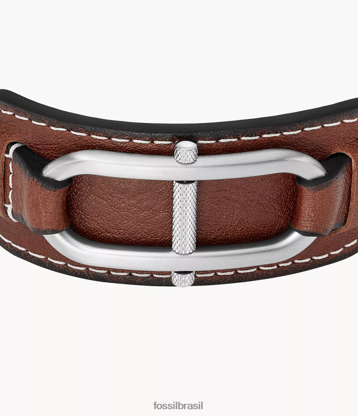Fossil joia homens pulseira de couro d-link Heritage Castanho médio 66RZLJ1895