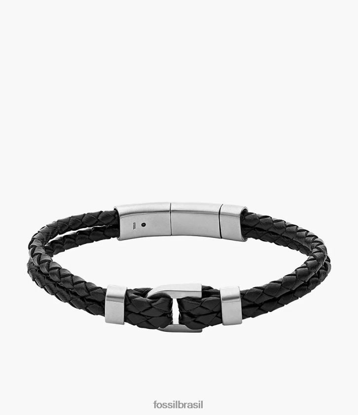 Fossil joia homens pulseira de couro d-link herança preto 66RZLJ1878