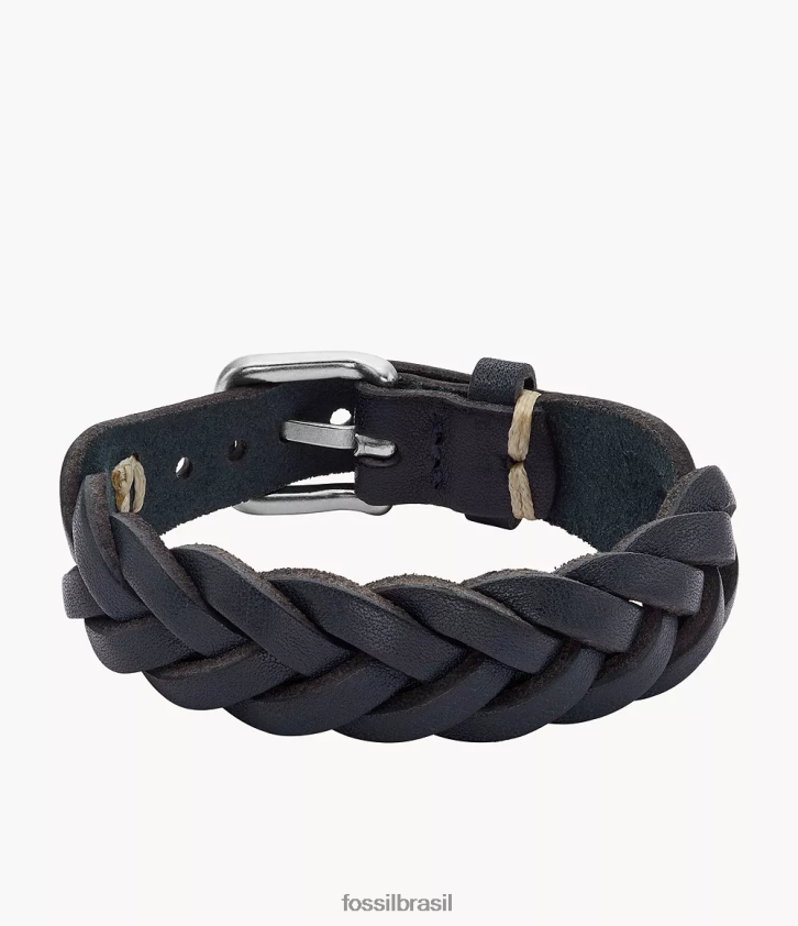 Fossil joia homens pulseira de couro essencial com pulseira de couro marinha 66RZLJ1897