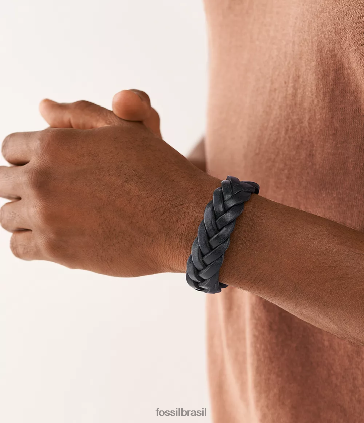 Fossil joia homens pulseira de couro essencial com pulseira de couro marinha 66RZLJ1897