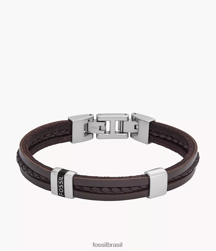 Fossil joia homens pulseira de couro essencial com pulseira de couro marrom 66RZLJ1880