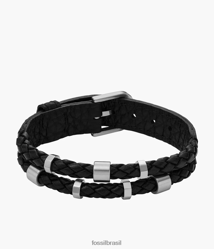 Fossil joia homens pulseira de couro essencial com pulseira de couro preto 66RZLJ1893