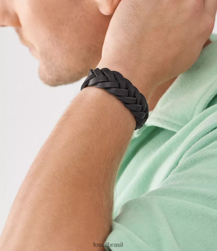 Fossil joia homens pulseira de couro essencial com pulseira de couro preto 66RZLJ1894