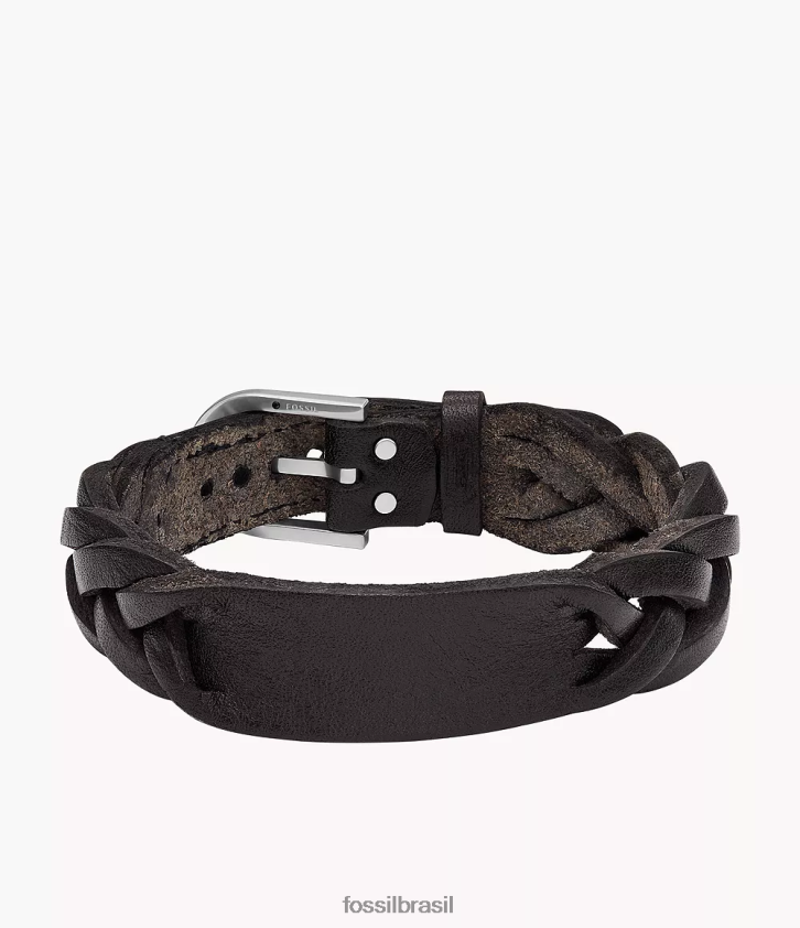 Fossil joia homens pulseira de couro trançado tradicional preto 66RZLJ1958