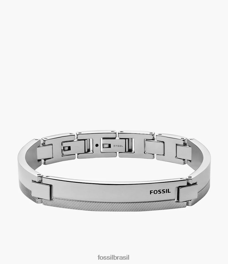 Fossil joia homens pulseira de estação em aço inoxidável chevron tom prata 66RZLJ1869