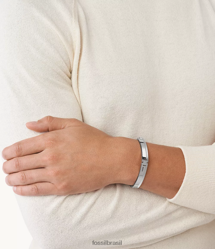 Fossil joia homens pulseira de estação em aço inoxidável chevron tom prata 66RZLJ1869