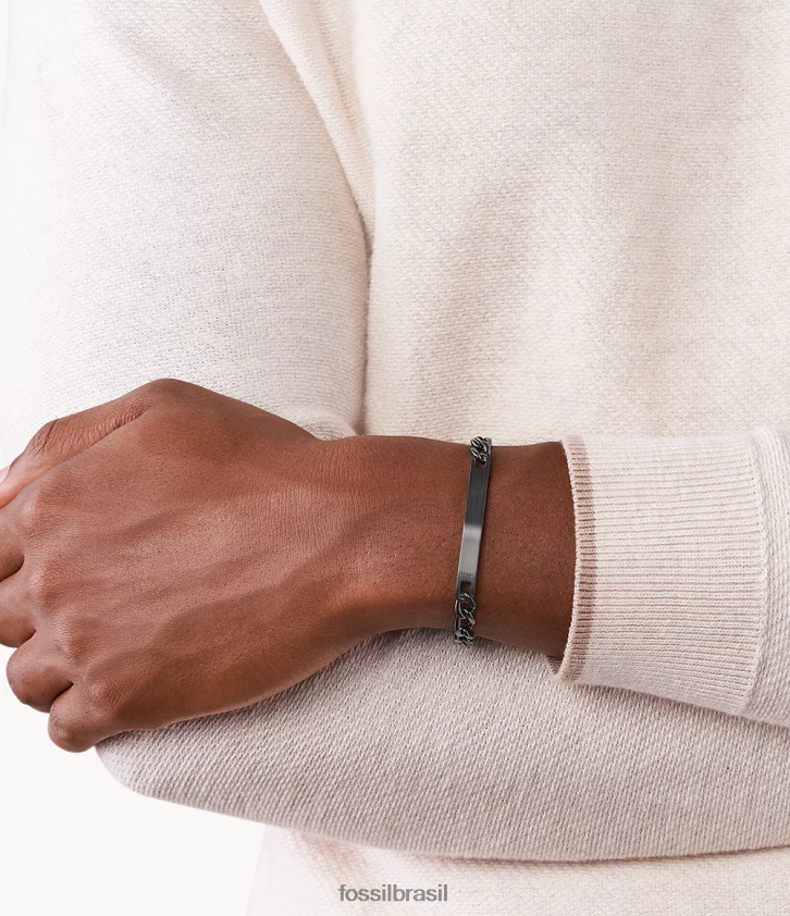 Fossil joia homens pulseira de identificação em aço inoxidável fumaça 66RZLJ1884