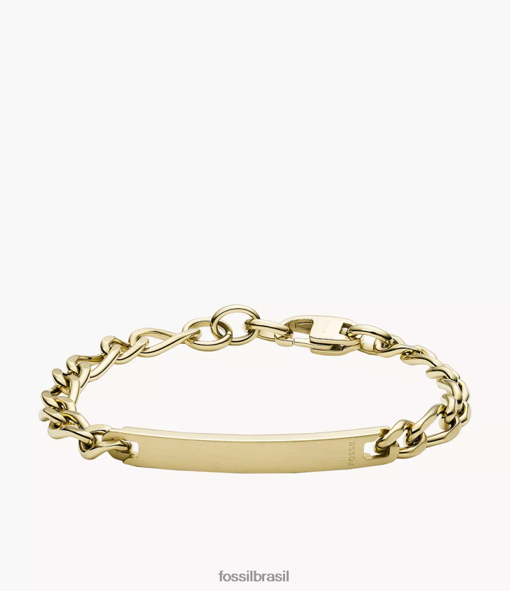 Fossil joia homens pulseira de placa de aço tom de ouro 66RZLJ1866