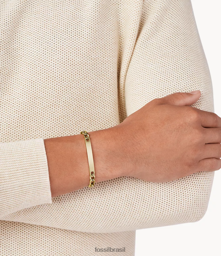 Fossil joia homens pulseira de placa de aço tom de ouro 66RZLJ1866