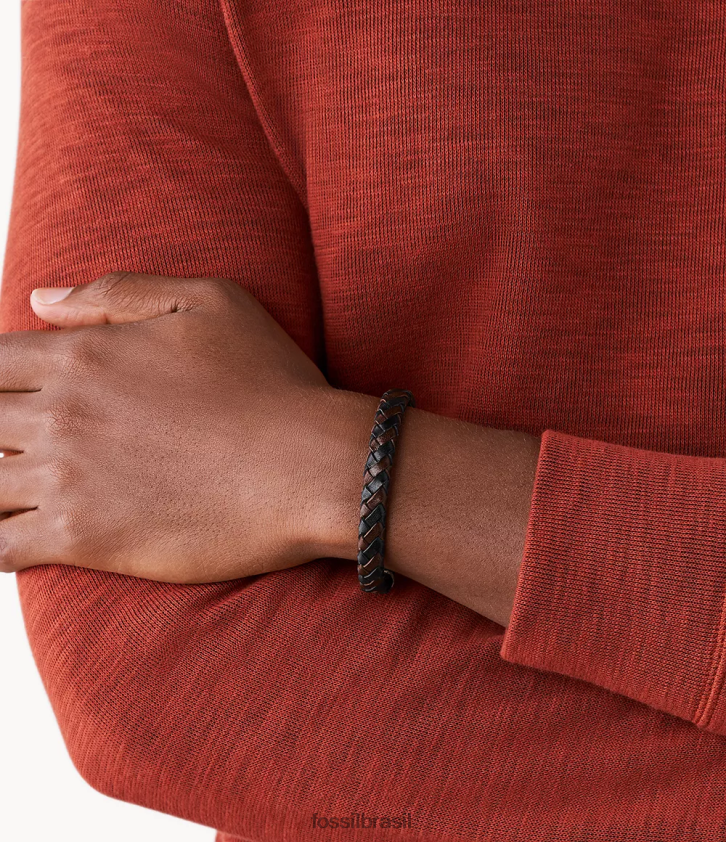 Fossil joia homens pulseira trançada marrom e preto 66RZLJ1855