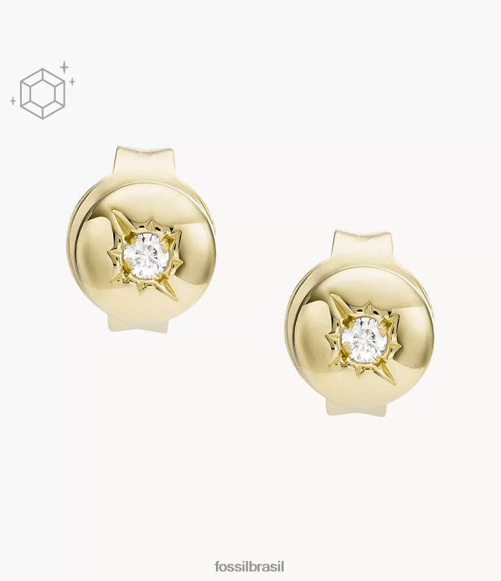 Fossil joia mulheres Brinco de diamante leve banhado a prata esterlina 18k transparente cultivado em laboratório prata 66RZLJ1253