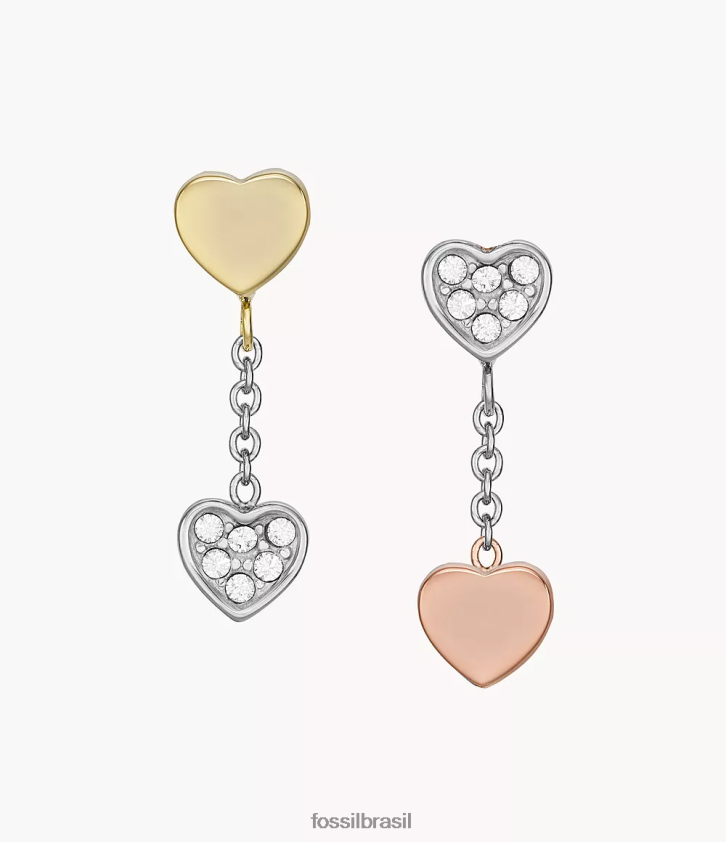 Fossil joia mulheres Sadie Galentine brincos de aço inoxidável em três tons dois tons 66RZLJ1089