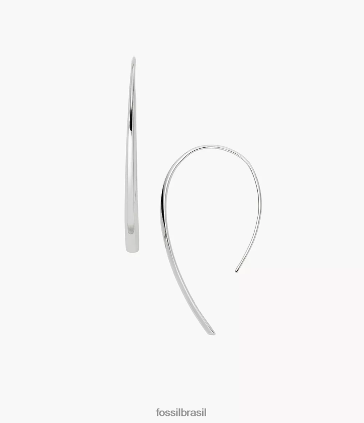 Fossil joia mulheres Sadie brinco de argola chanfrada em aço inoxidável prata 66RZLJ1032