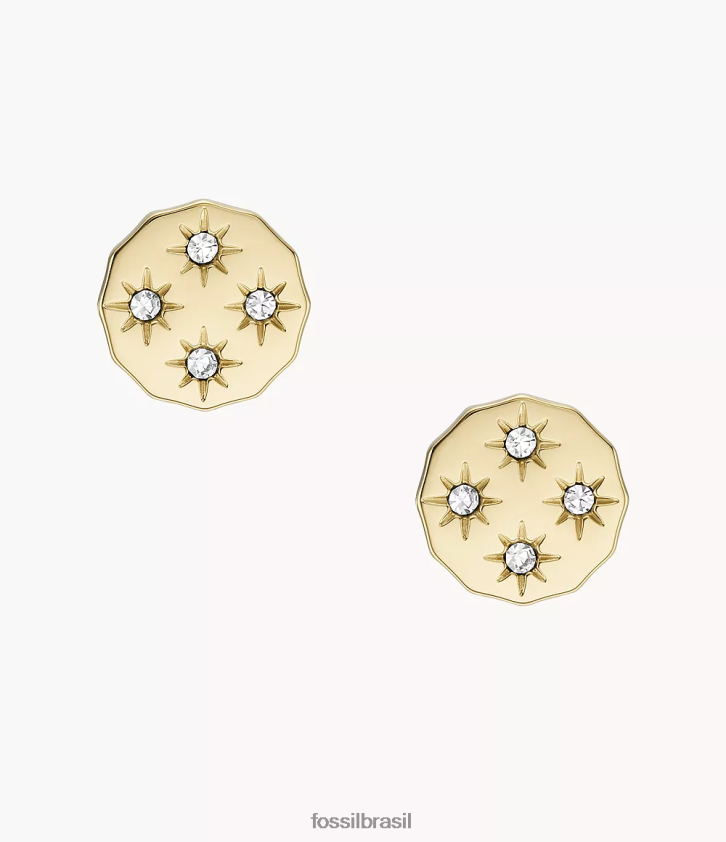 Fossil joia mulheres Sadie brincos de aço inoxidável com borda recortada tom de ouro 66RZLJ1061