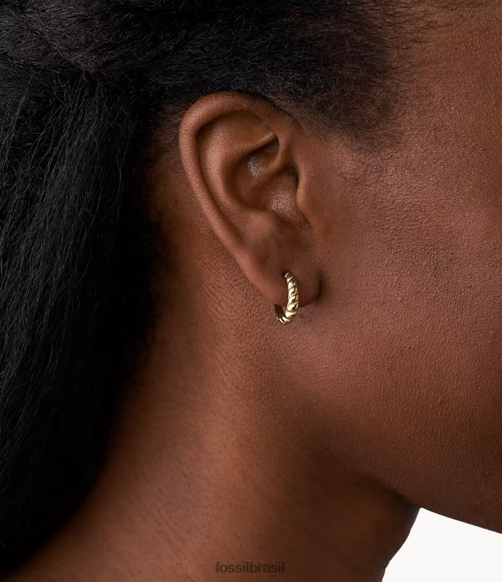 Fossil joia mulheres Sadie brincos de argola vintage torcidos em aço inoxidável tom de ouro 66RZLJ1060