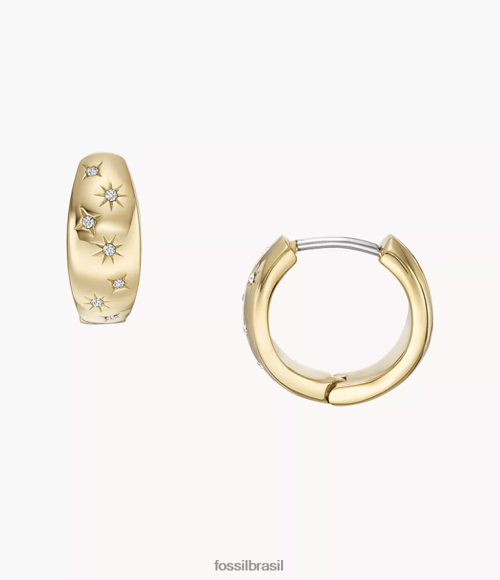 Fossil joia mulheres Sadie sob as estrelas brincos de argola de aço inoxidável tom de ouro 66RZLJ1033