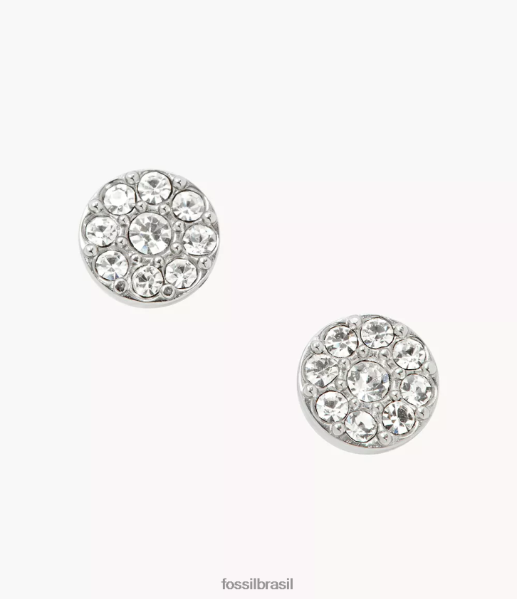 Fossil joia mulheres brinco de aço inoxidável com disco sutton tom prata 66RZLJ1038