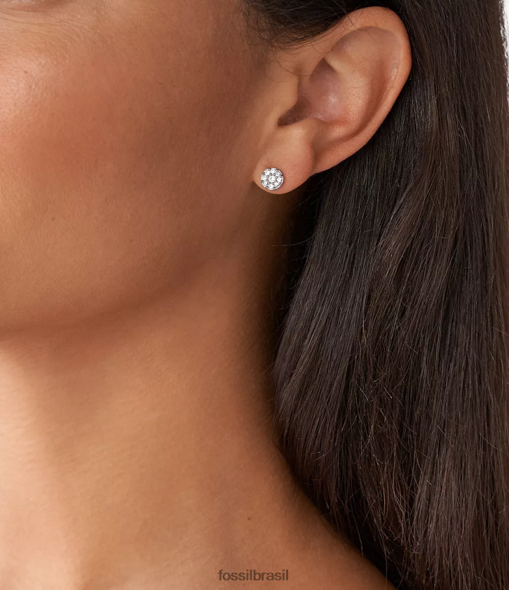 Fossil joia mulheres brinco de aço inoxidável com disco sutton tom prata 66RZLJ1038