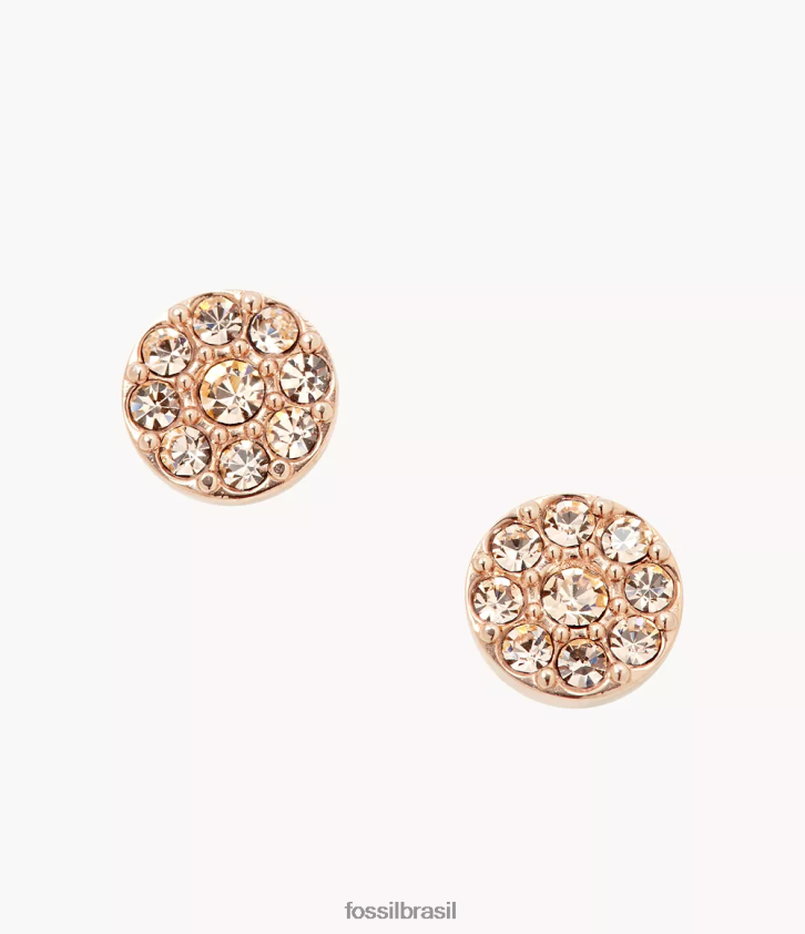 Fossil joia mulheres brinco de aço inoxidável com disco sutton tom rosa 66RZLJ1063