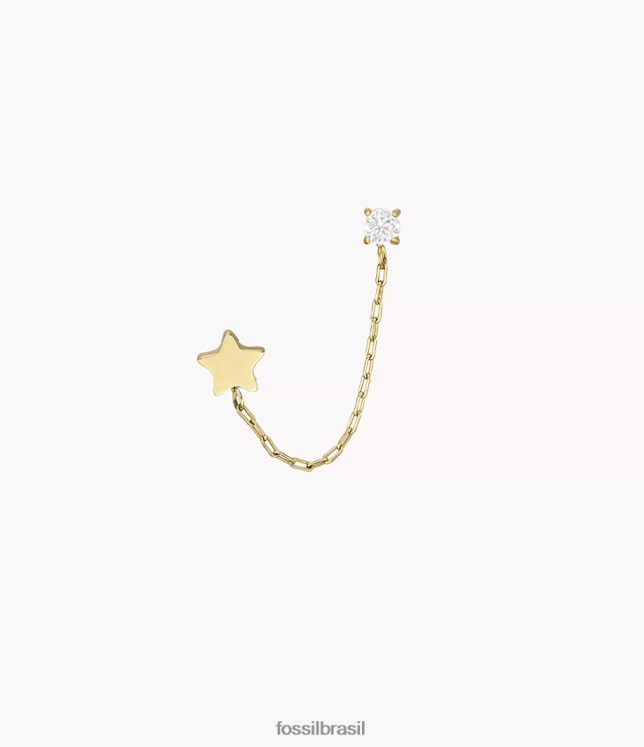 Fossil joia mulheres brinco de escalador único de aço inoxidável empilhado tom de ouro 66RZLJ1071