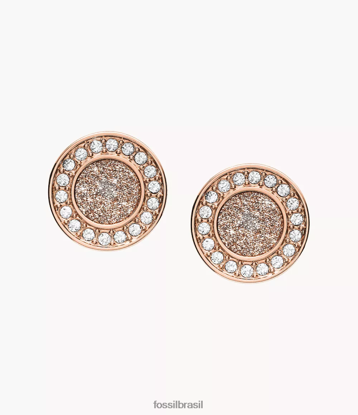 Fossil joia mulheres brinco de halo sutton tom de ouro rosa 66RZLJ1050