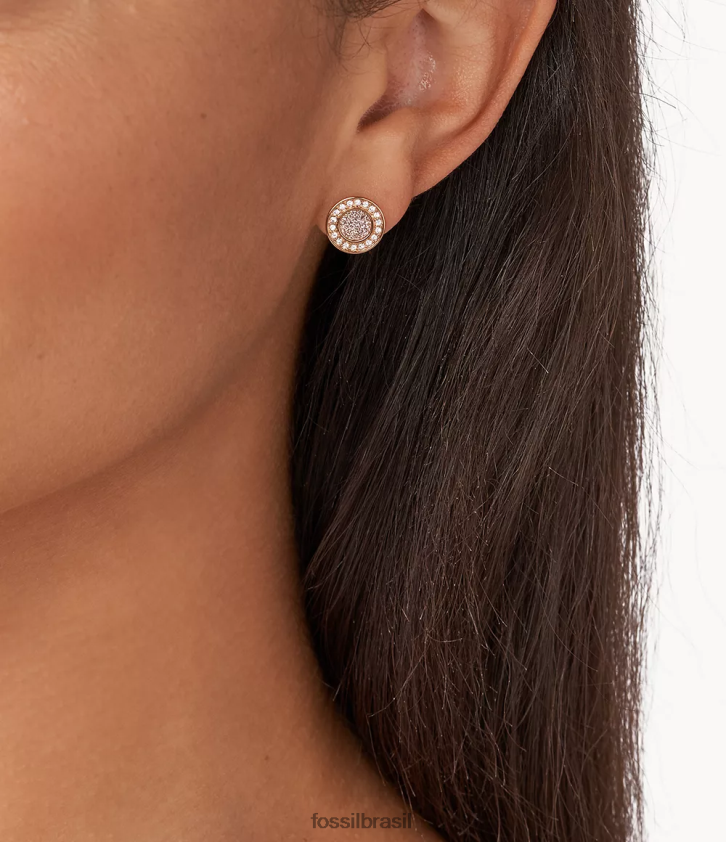 Fossil joia mulheres brinco de halo sutton tom de ouro rosa 66RZLJ1050