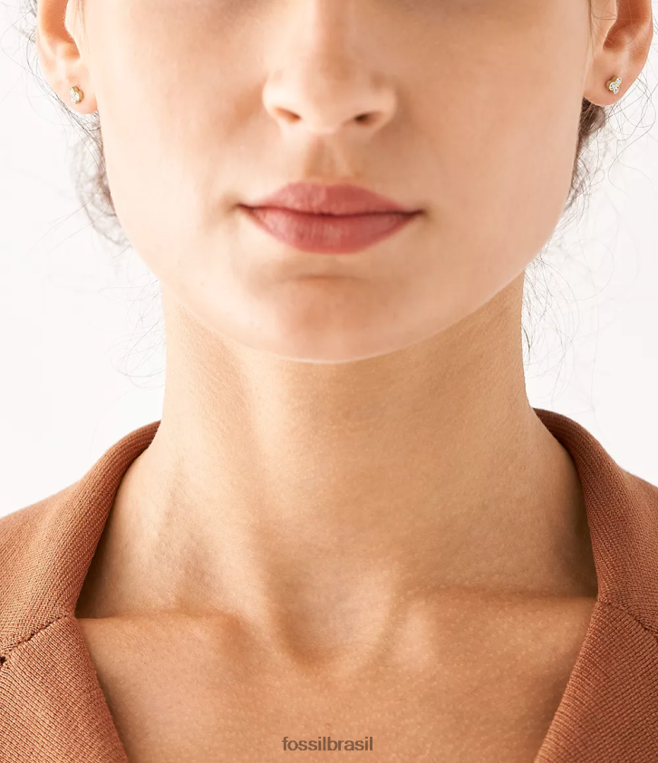 Fossil joia mulheres brincos de aço inoxidável Sadie Trio Glitz tom de ouro 66RZLJ1045