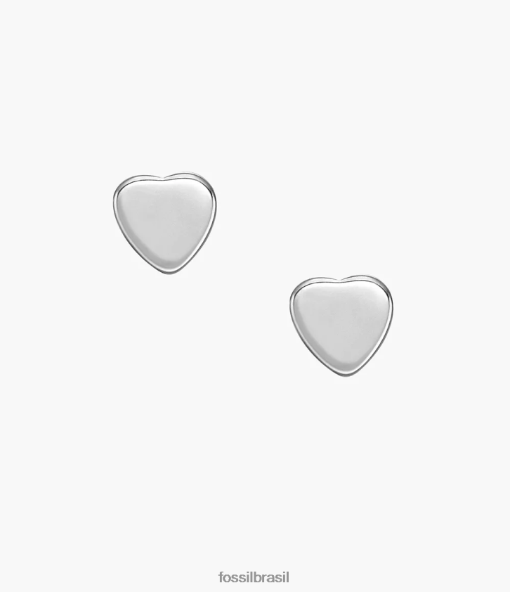 Fossil joia mulheres brincos de aço inoxidável com corações tom prata 66RZLJ1069